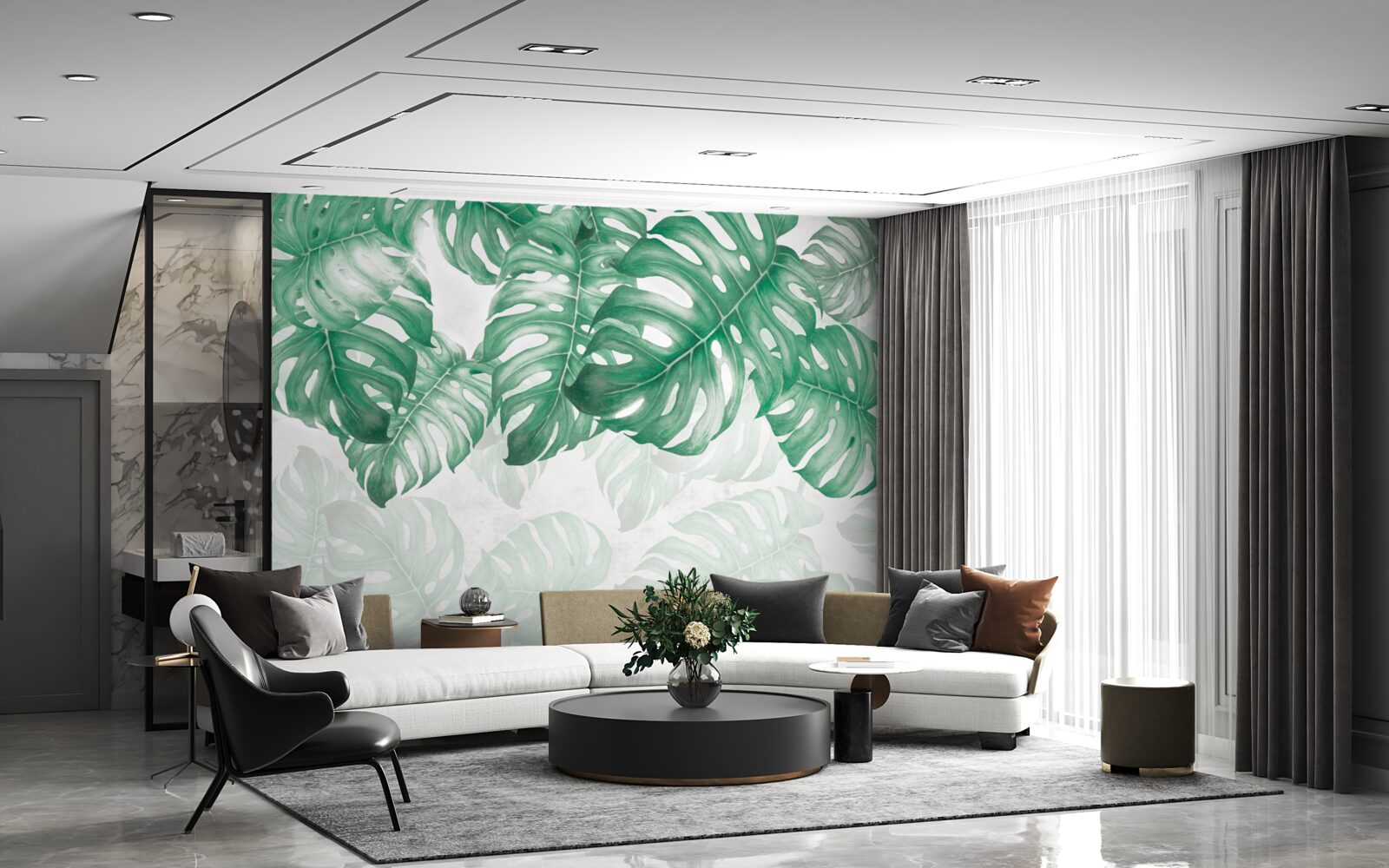 Фотошпалери листя папороті на світлому тлі