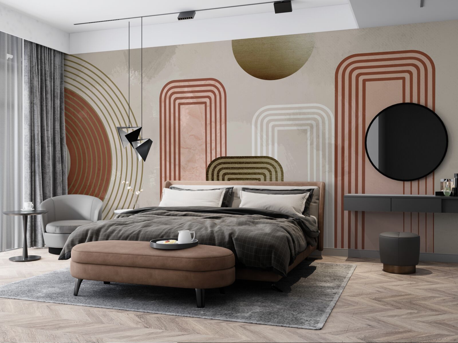 Фотошпалери лінії прямокутні, пофарбовані в м'які пастельні відтінки