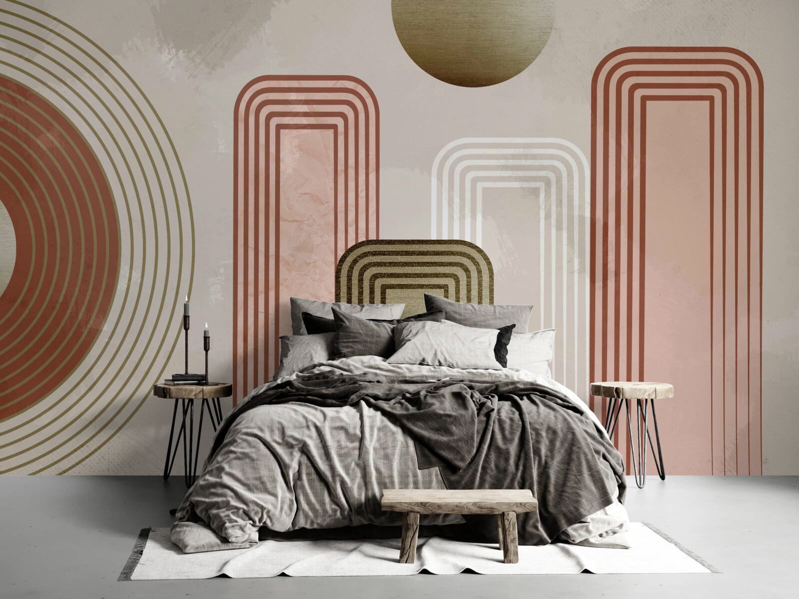 Фотошпалери лінії прямокутні, пофарбовані в м'які пастельні відтінки