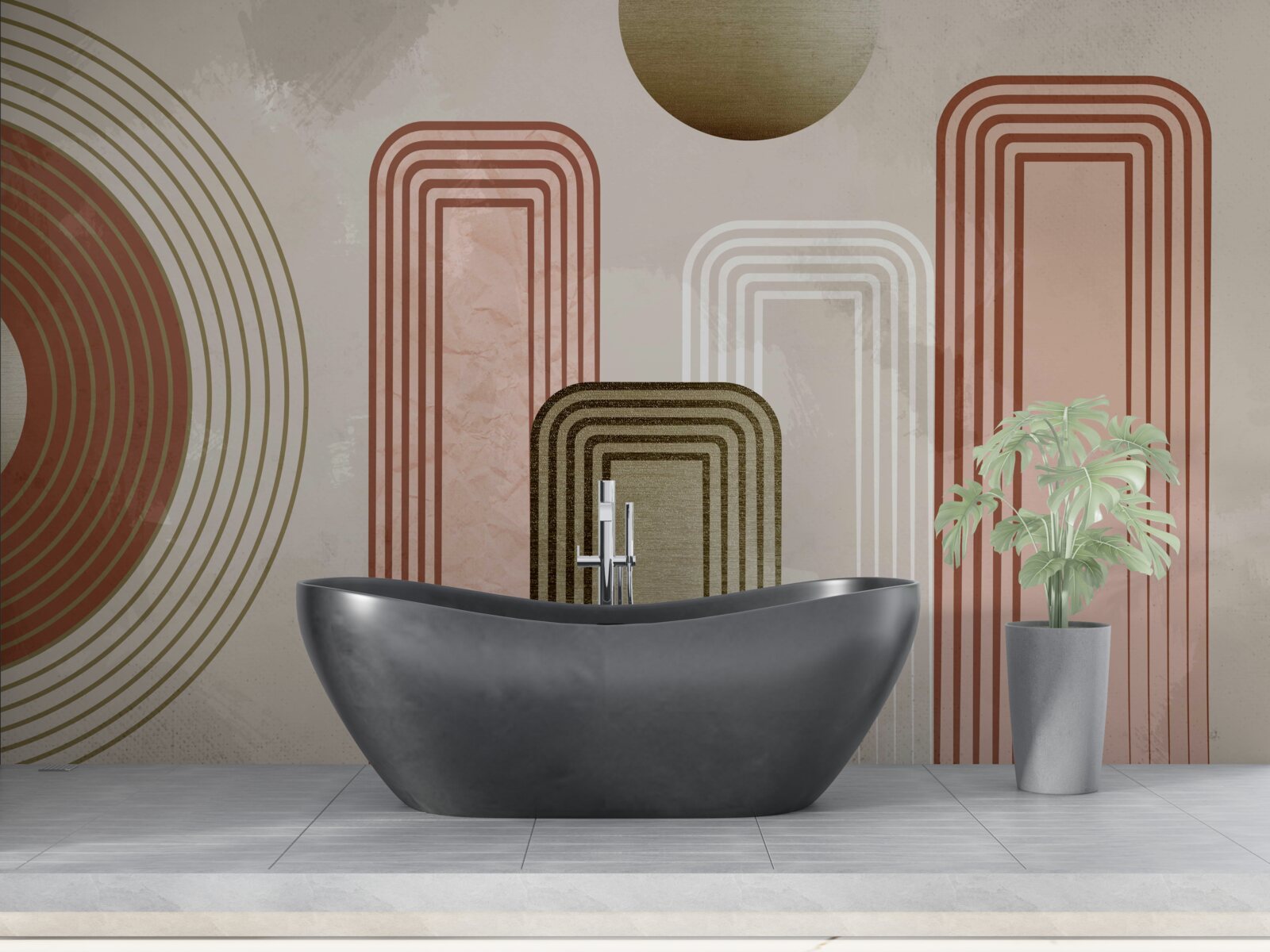 Фотошпалери лінії прямокутні, пофарбовані в м'які пастельні відтінки