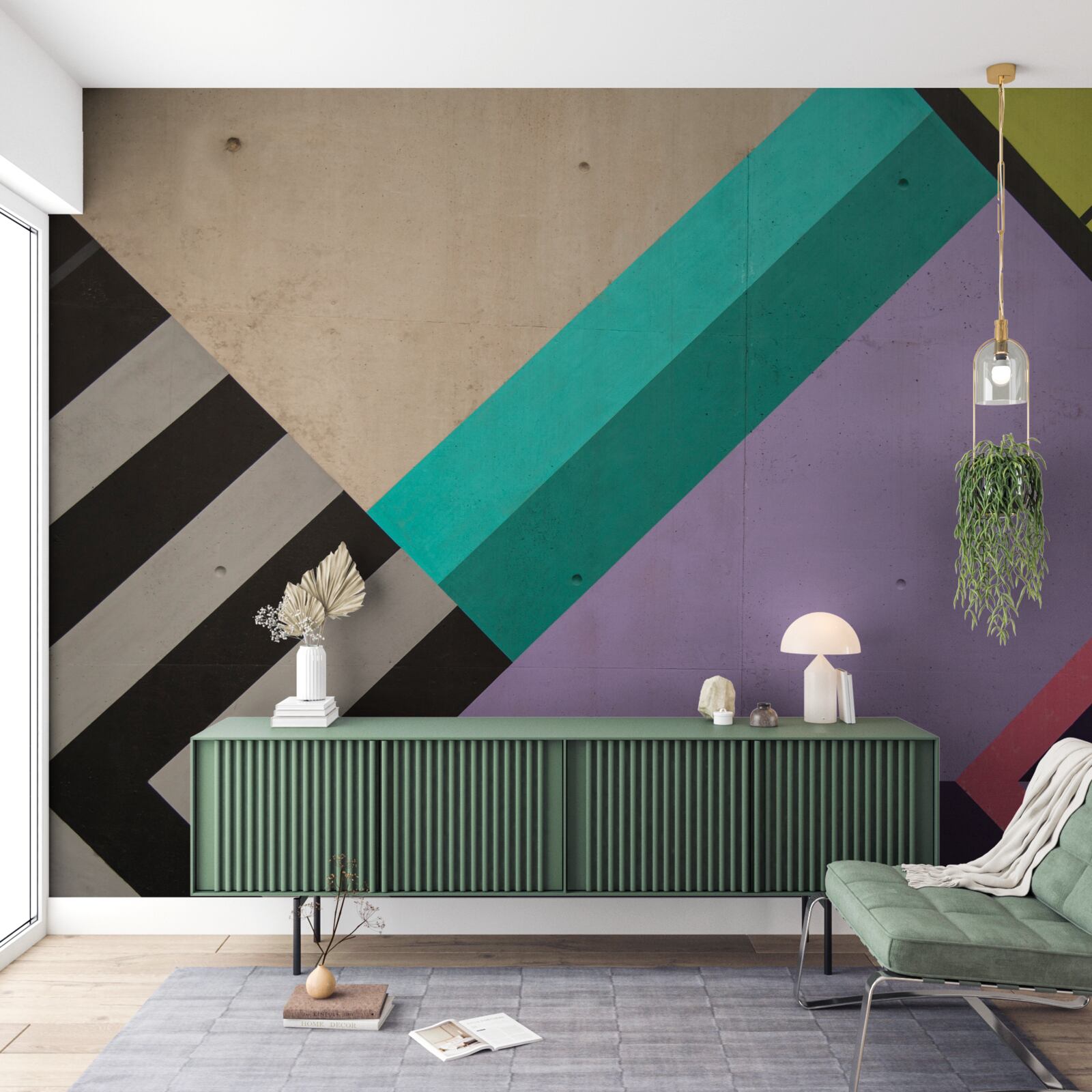 Фотошпалери у дзеркалі відображаються кольорові прямокутники