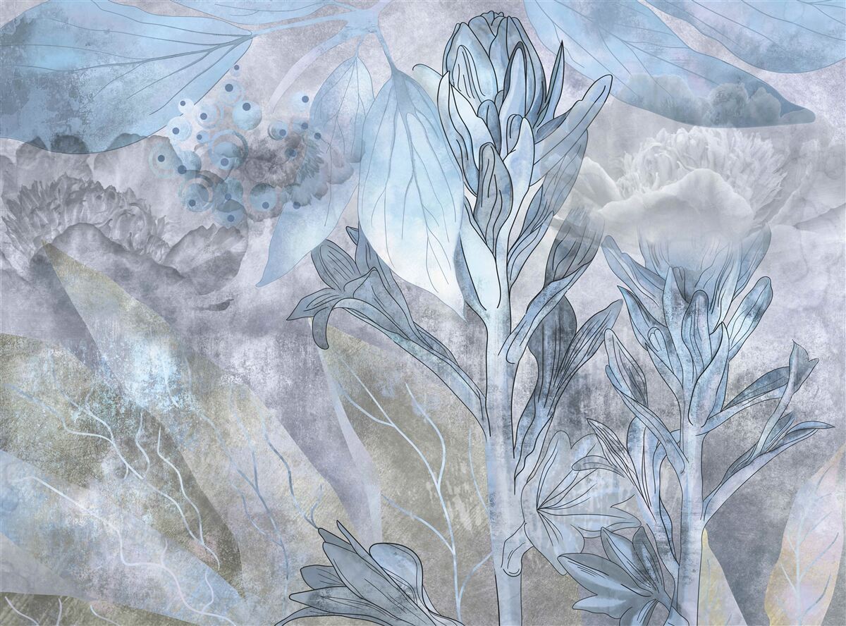 Фотошпалери бруньки між листям на світанку