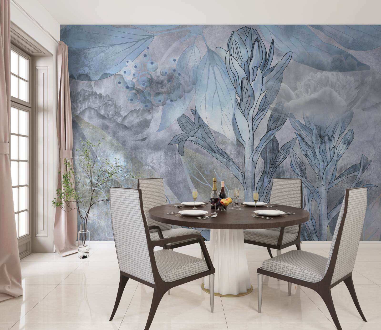 Фотошпалери бруньки між листям на світанку