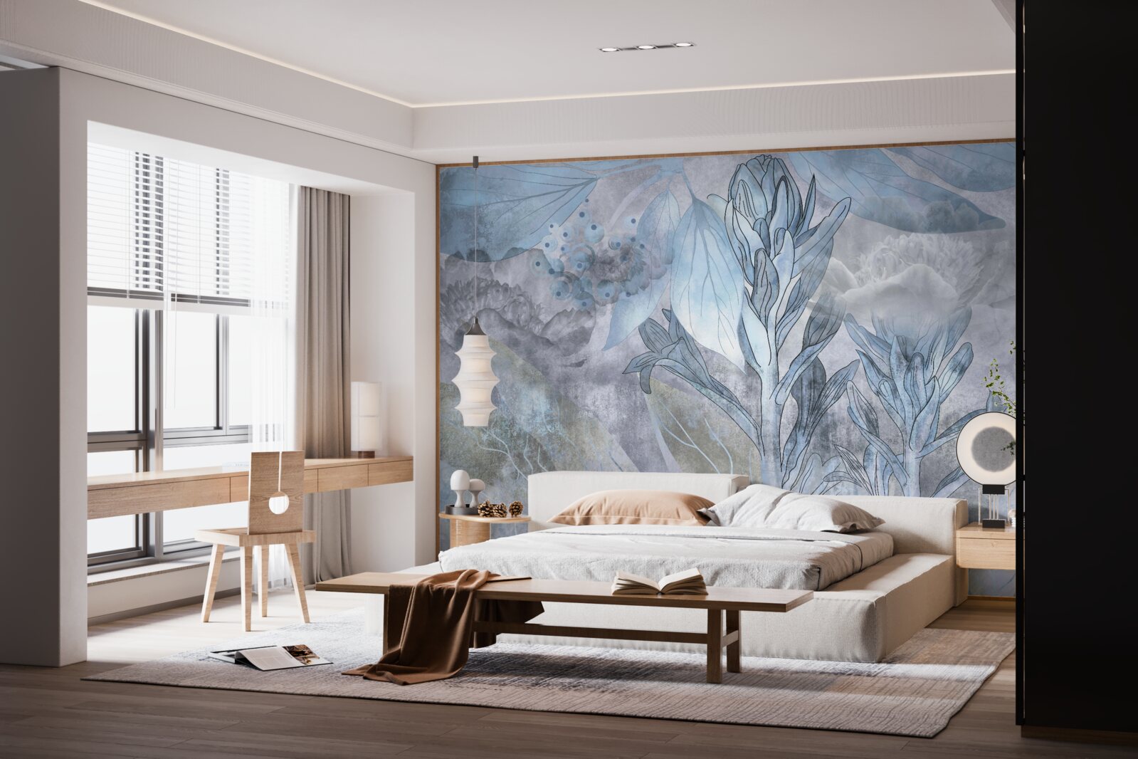 Фотошпалери бруньки між листям на світанку