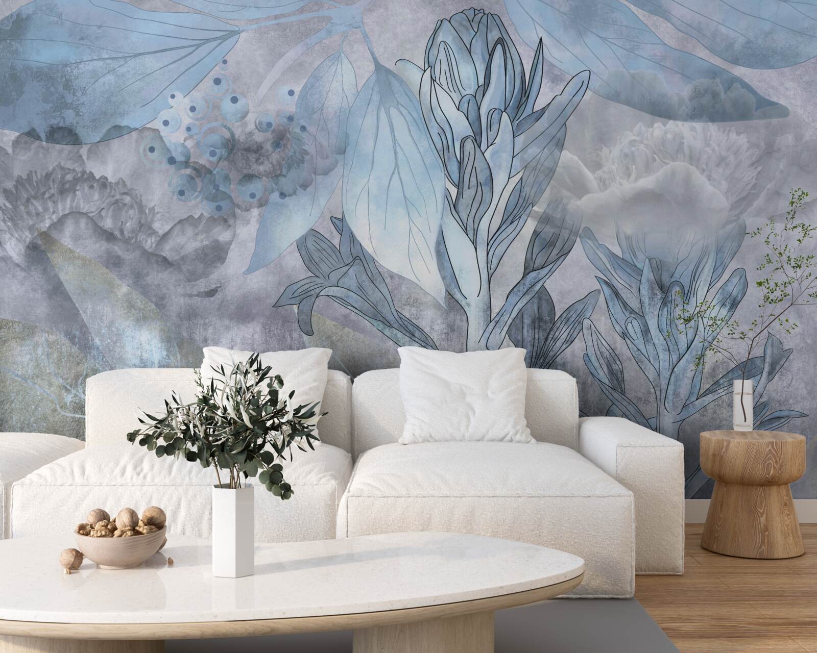 Фотошпалери бруньки між листям на світанку