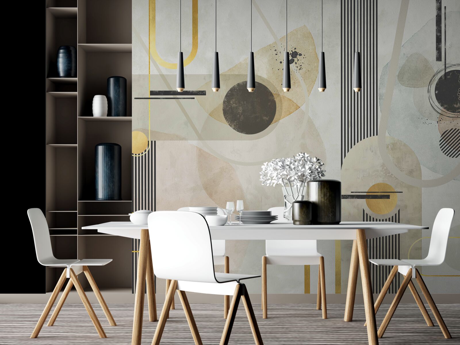 Фотошпалери вертикальні абстрактні форми та лінії