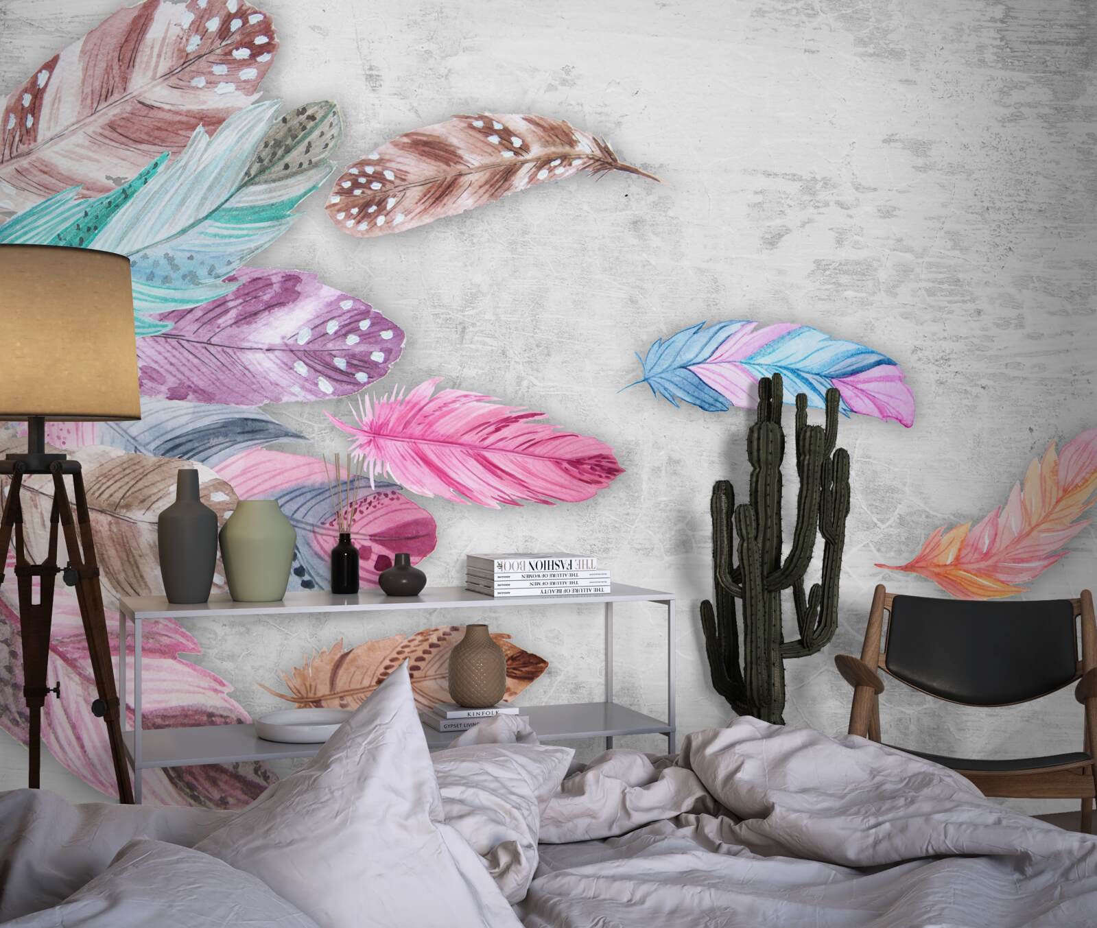 Фотошпалери пір'я м'яких світлих відтінків