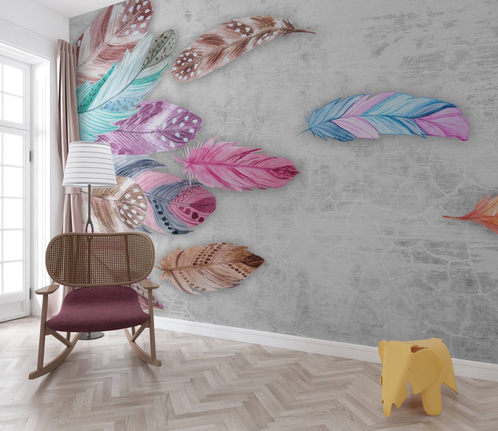 Фотошпалери пір'я м'яких світлих відтінків