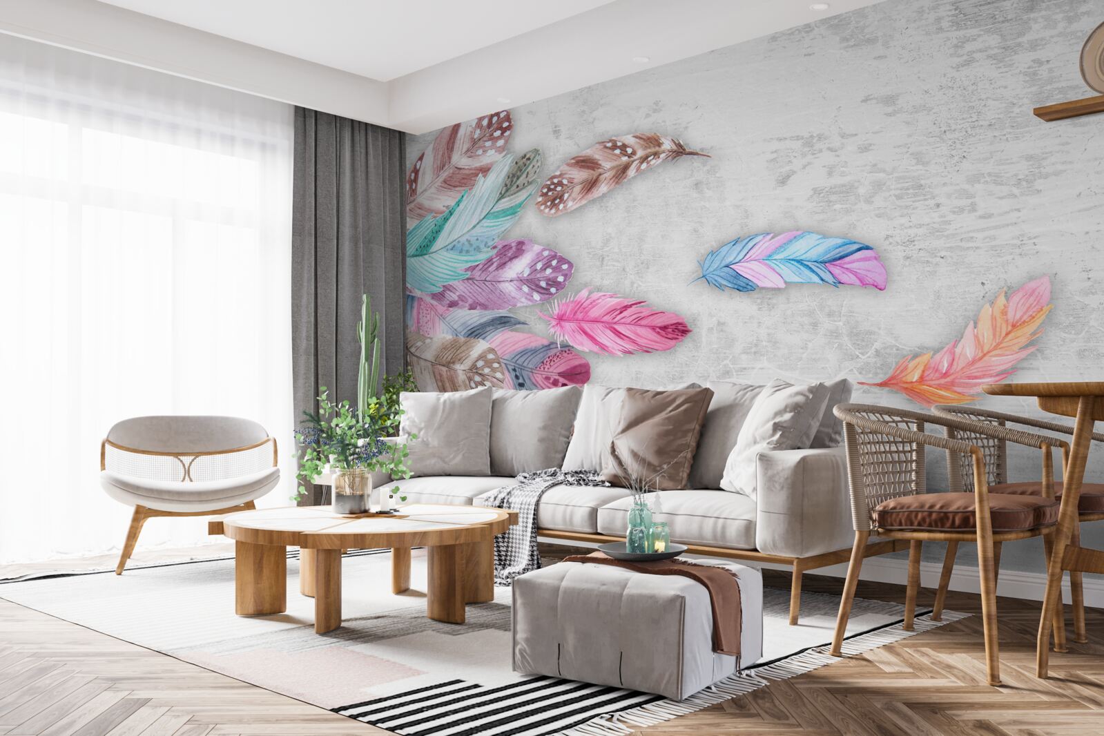 Фотошпалери пір'я м'яких світлих відтінків