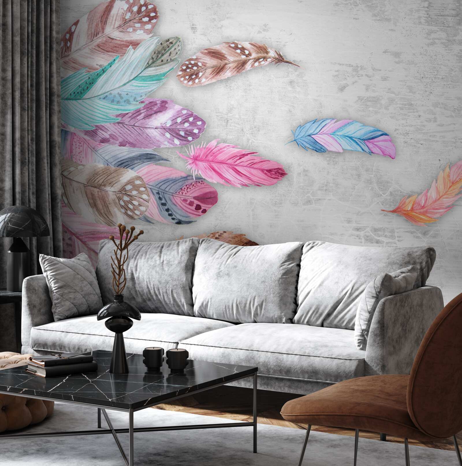 Фотошпалери пір'я м'яких світлих відтінків