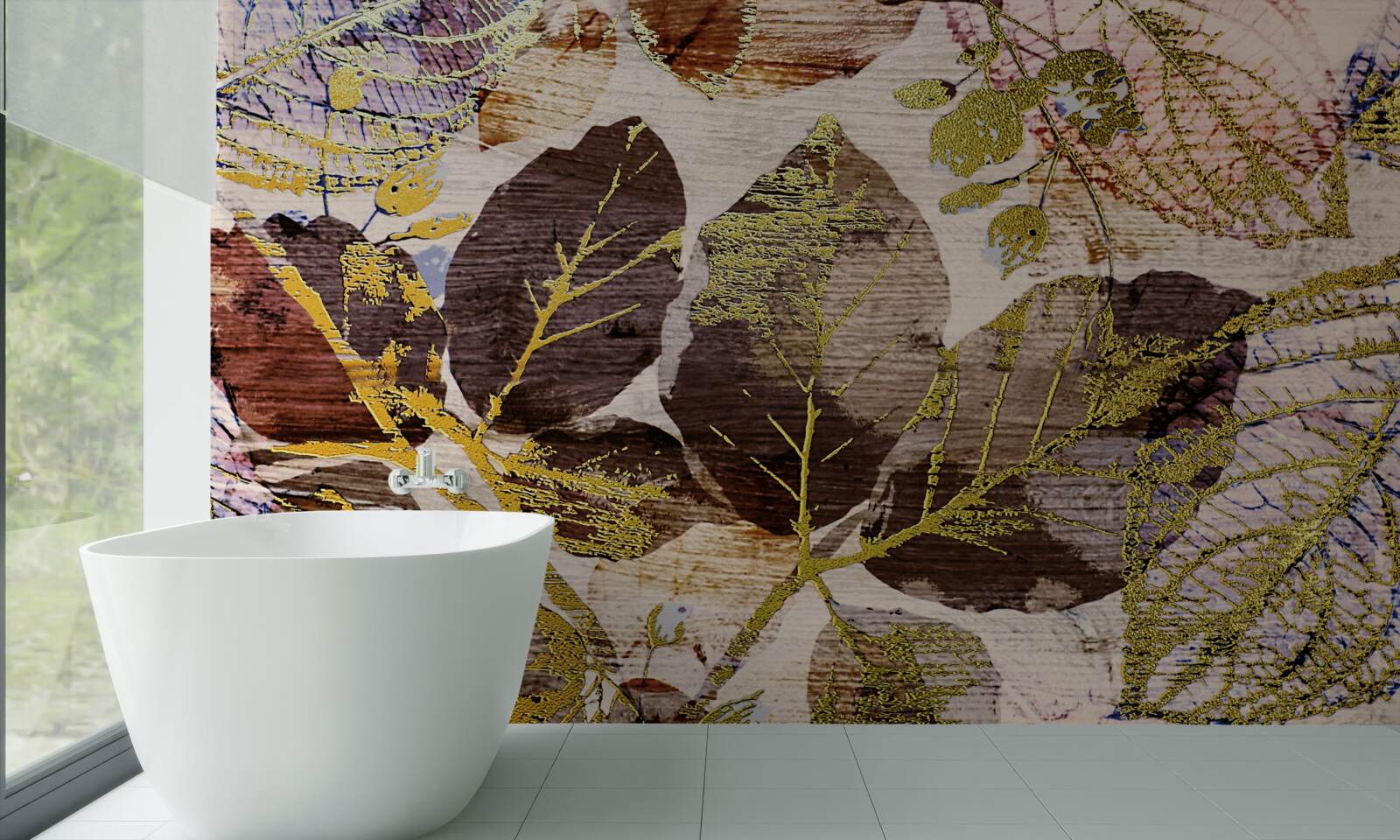 Фотошпалери осіннє листя із золотистим відтінком