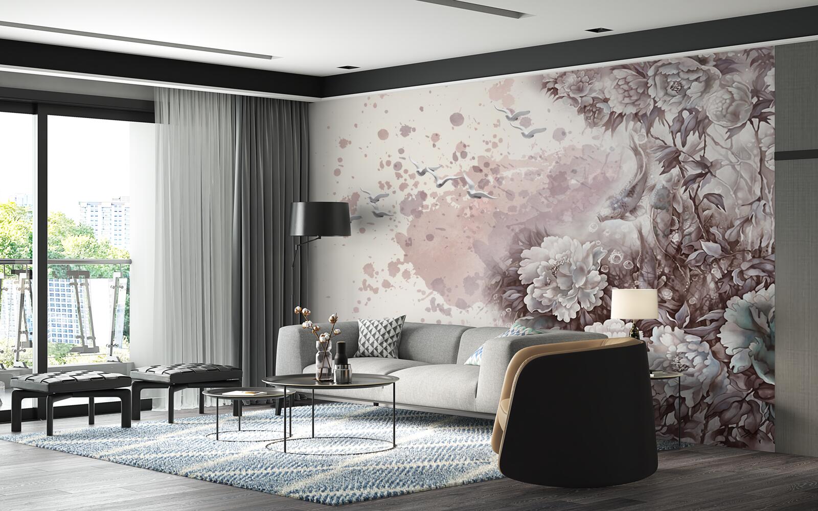 Фотошпалери квітучі рослини тріпочуть під поривами вітру