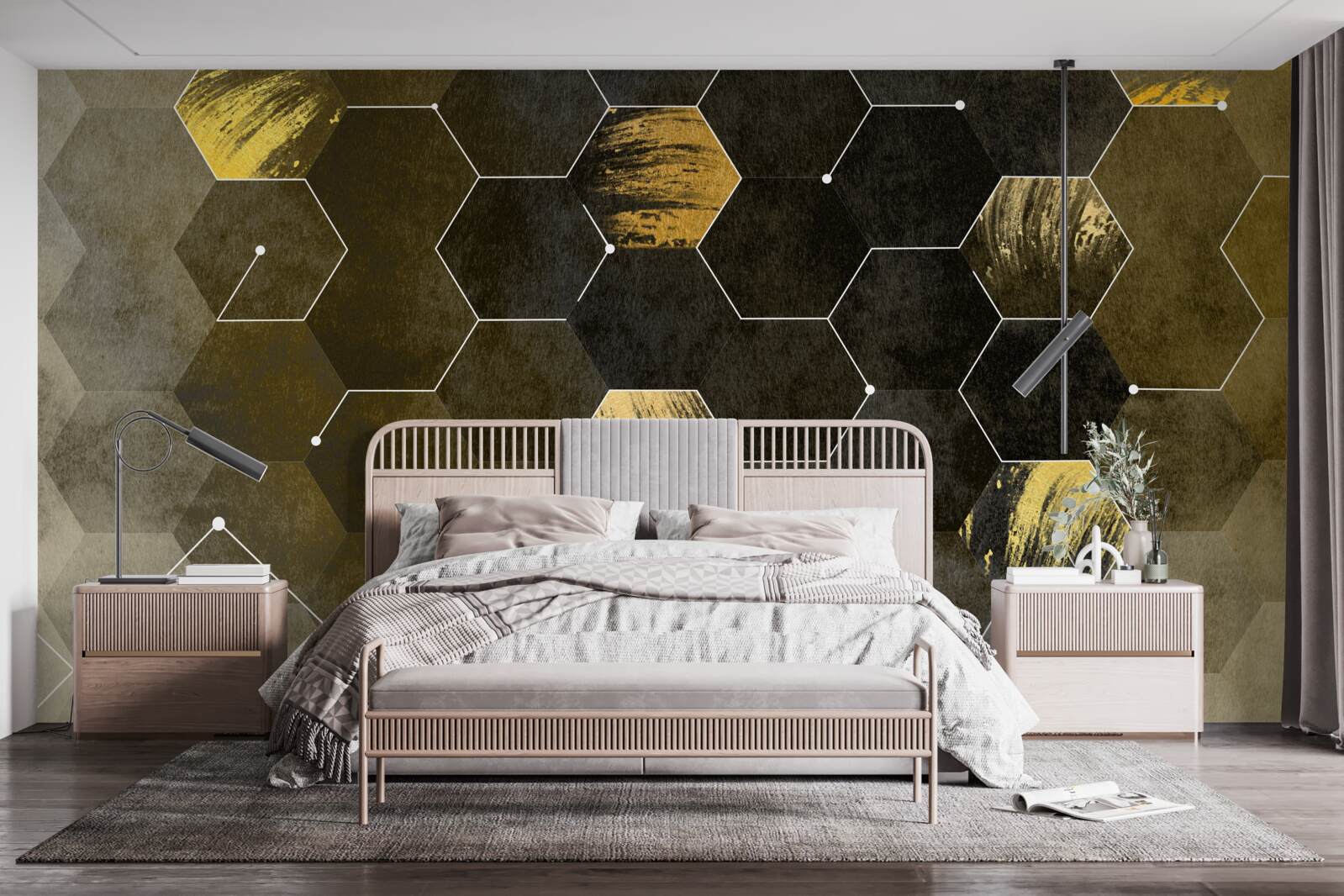 Фотошпалери золоті птахи в нічному небі