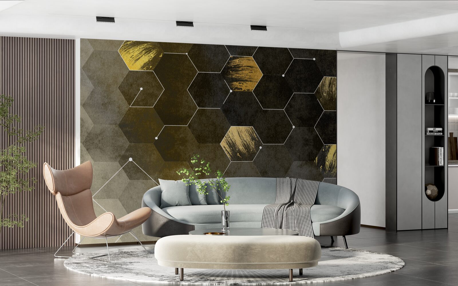 Фотошпалери золоті птахи в нічному небі