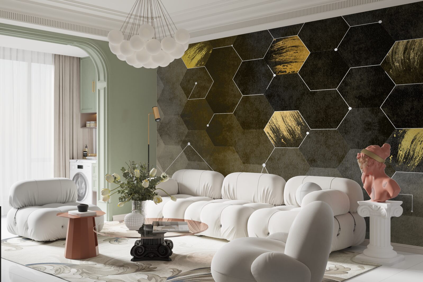 Фотошпалери золоті птахи в нічному небі