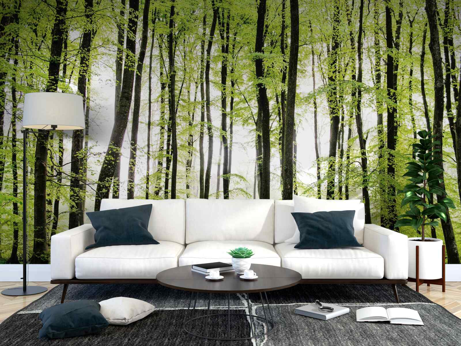 Фотошпалери ранкові дерева тягнуться вгору стрункими колонами