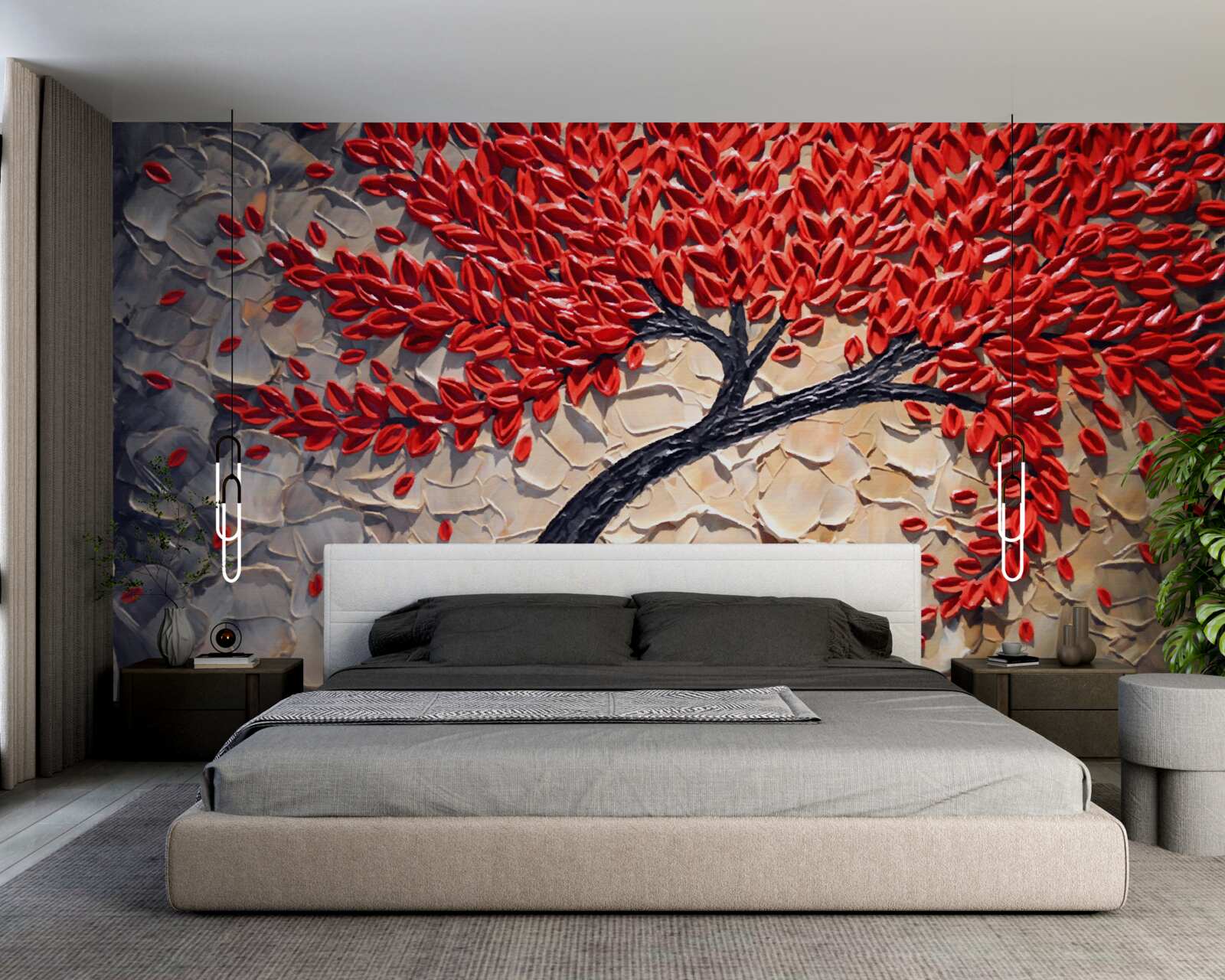 Фотошпалери красиве червоне дерево в розквіті сил