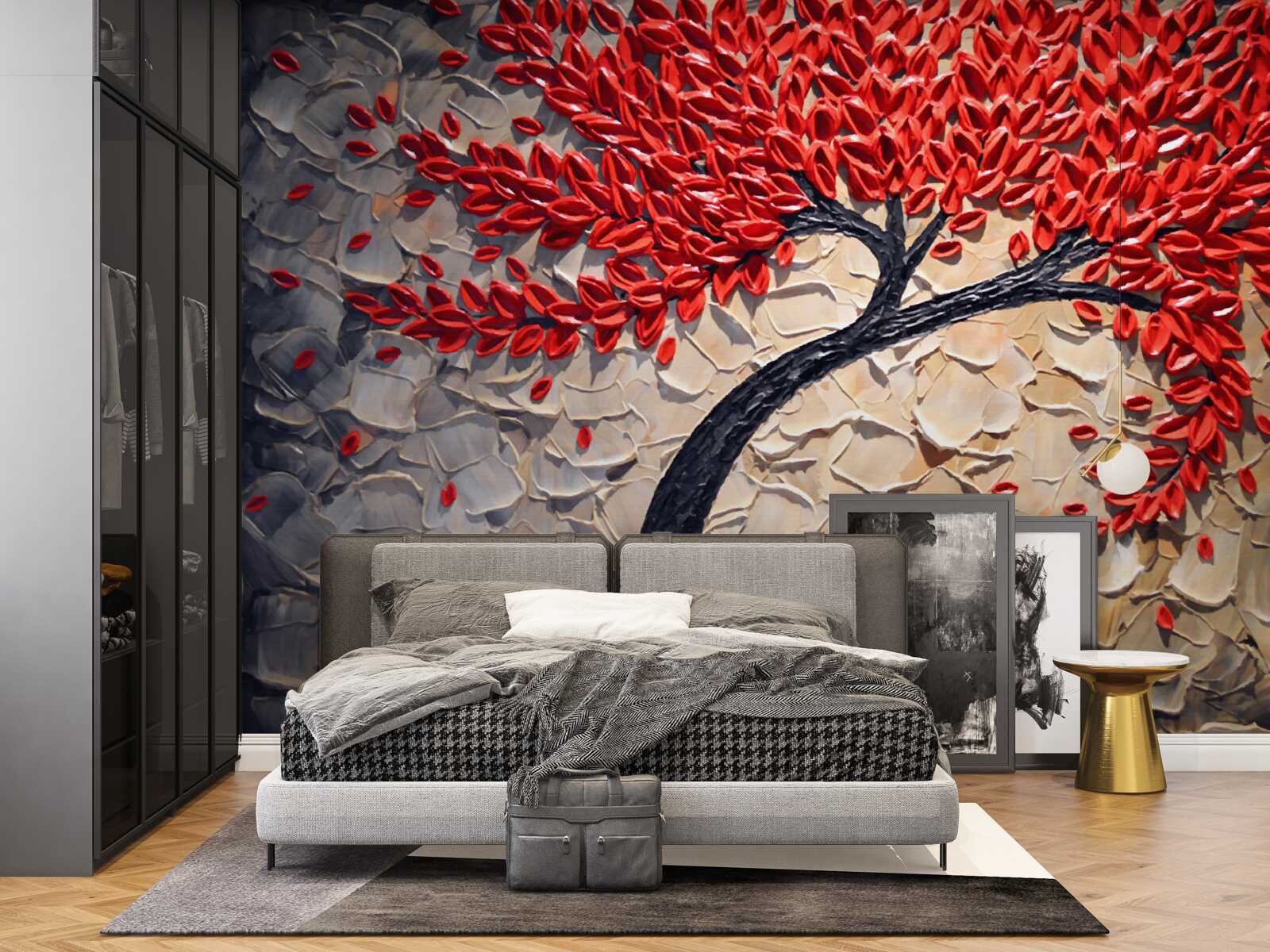 Фотошпалери красиве червоне дерево в розквіті сил