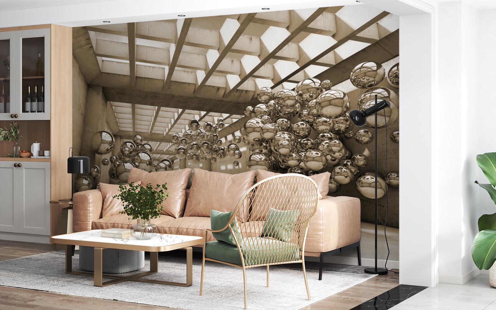 Фотошпалери кімната з коричневими кульками
