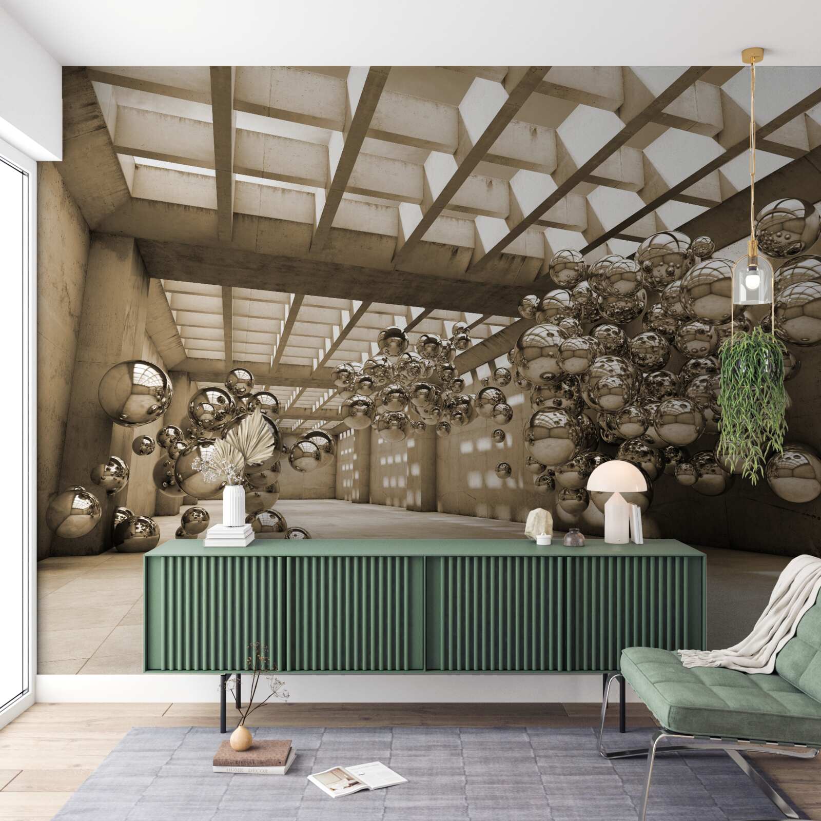 Фотошпалери кімната з коричневими кульками