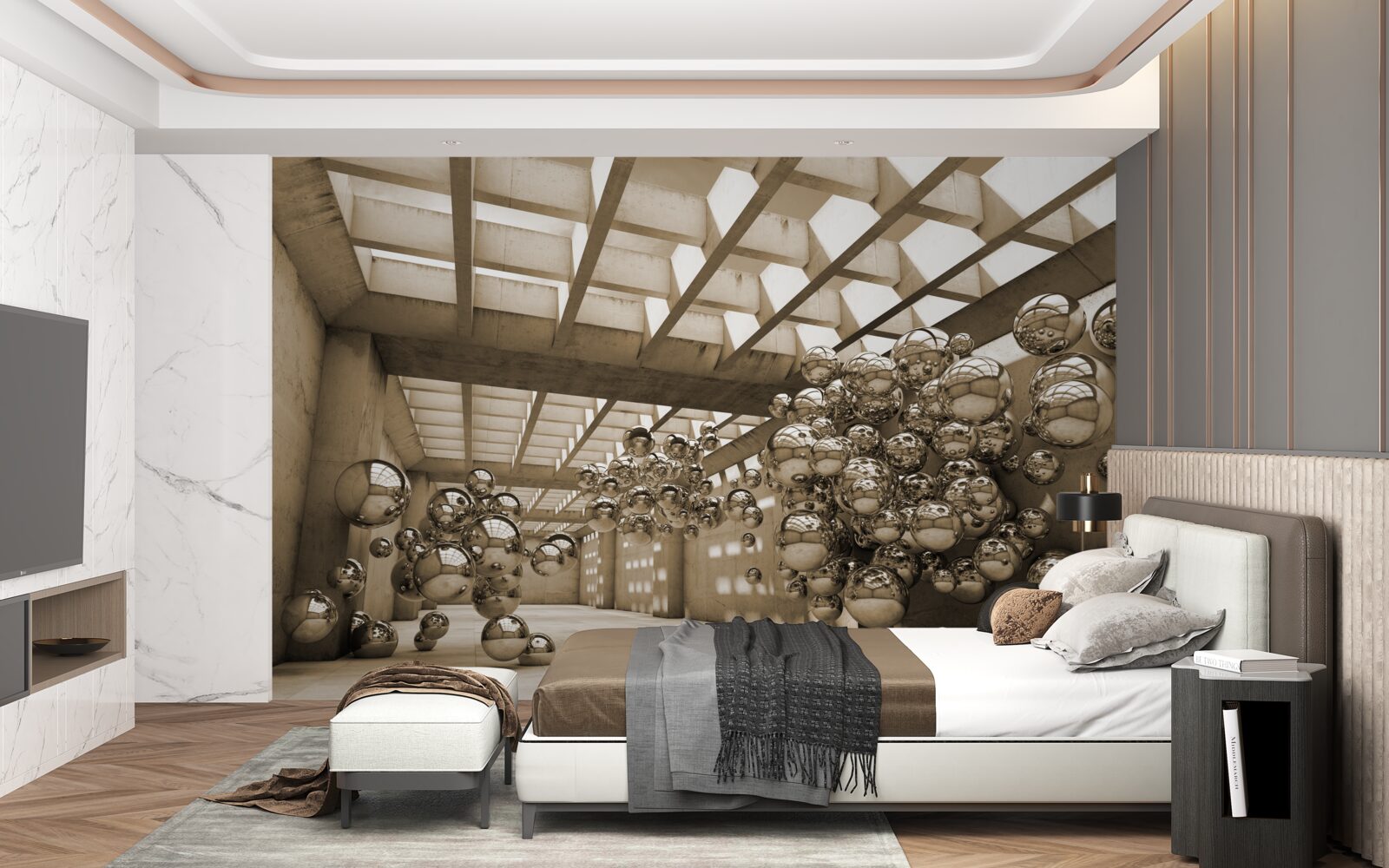 Фотошпалери кімната з коричневими кульками