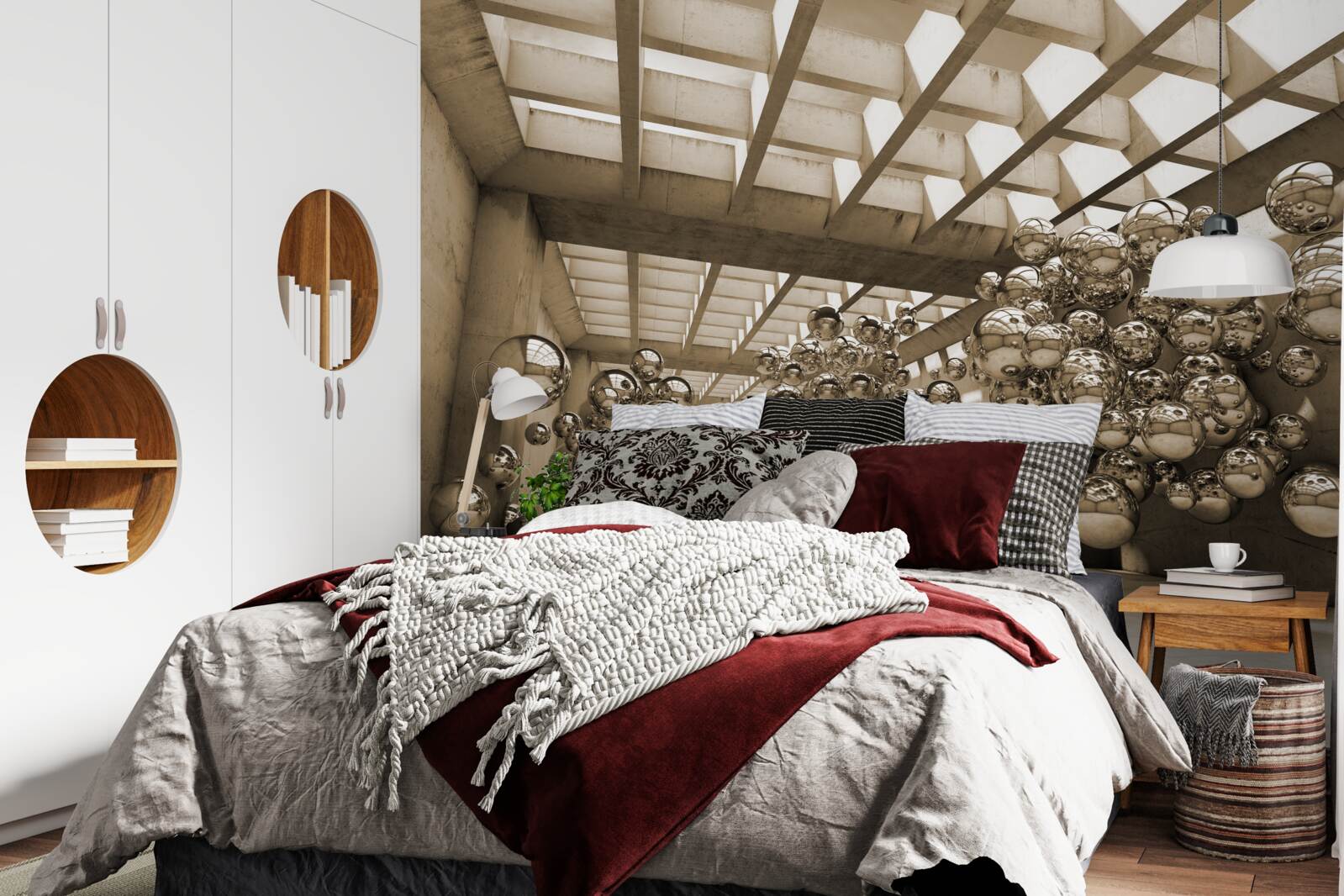 Фотошпалери кімната з коричневими кульками