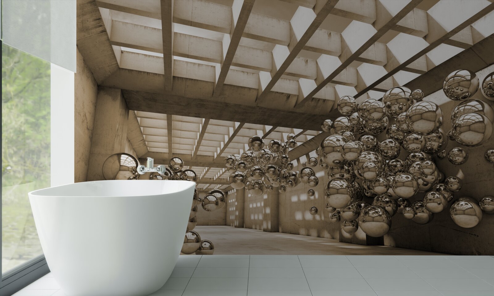 Фотошпалери кімната з коричневими кульками