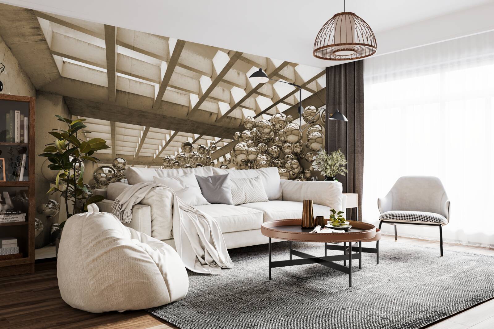 Фотошпалери кімната з коричневими кульками