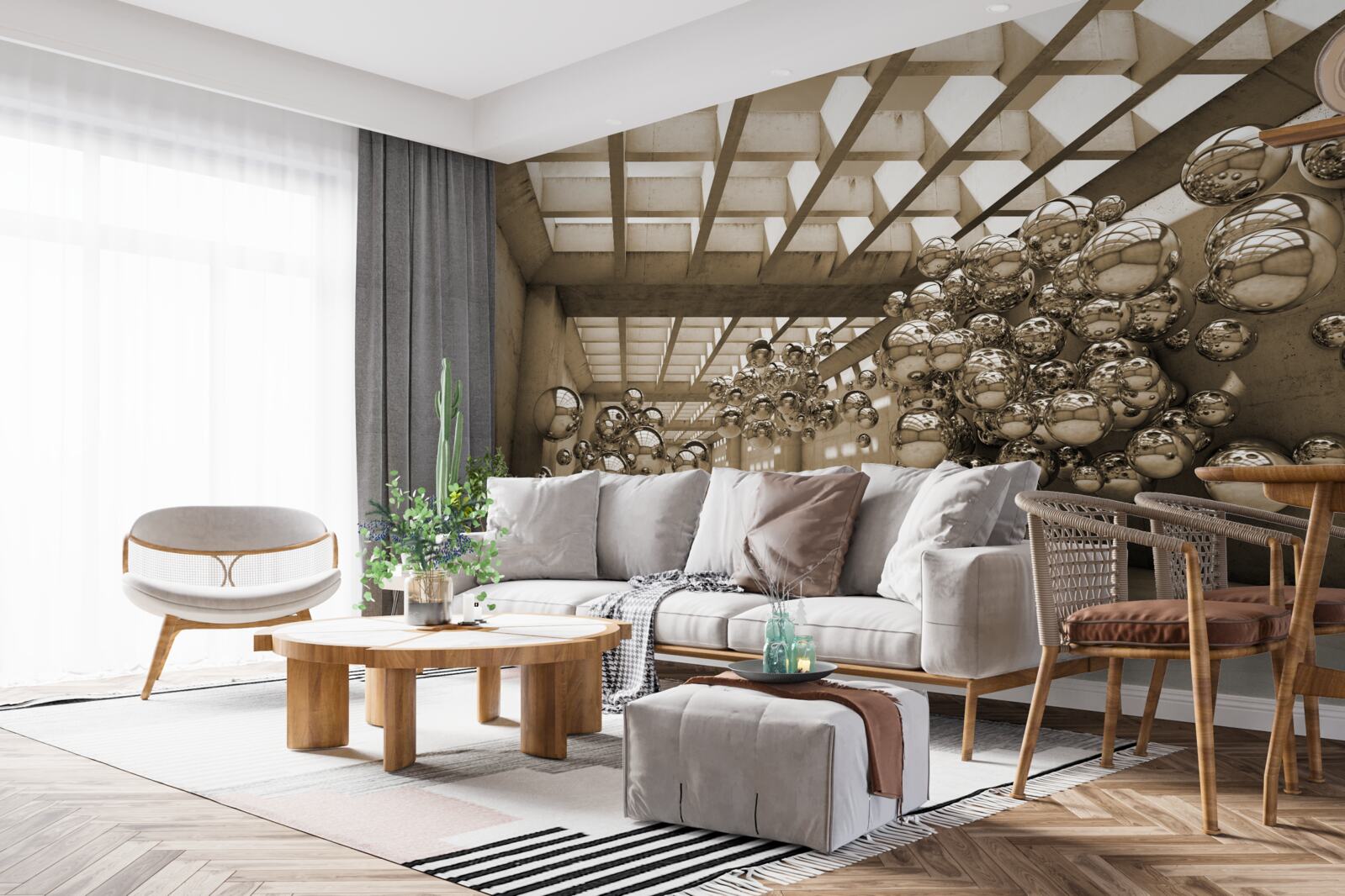 Фотошпалери кімната з коричневими кульками