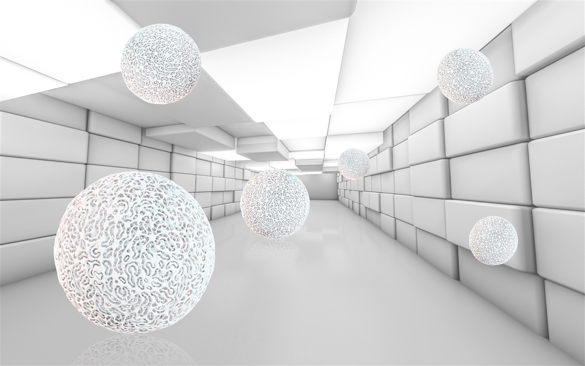 Фотошпалери прямокутні тунелі заповнені прозорими кульками