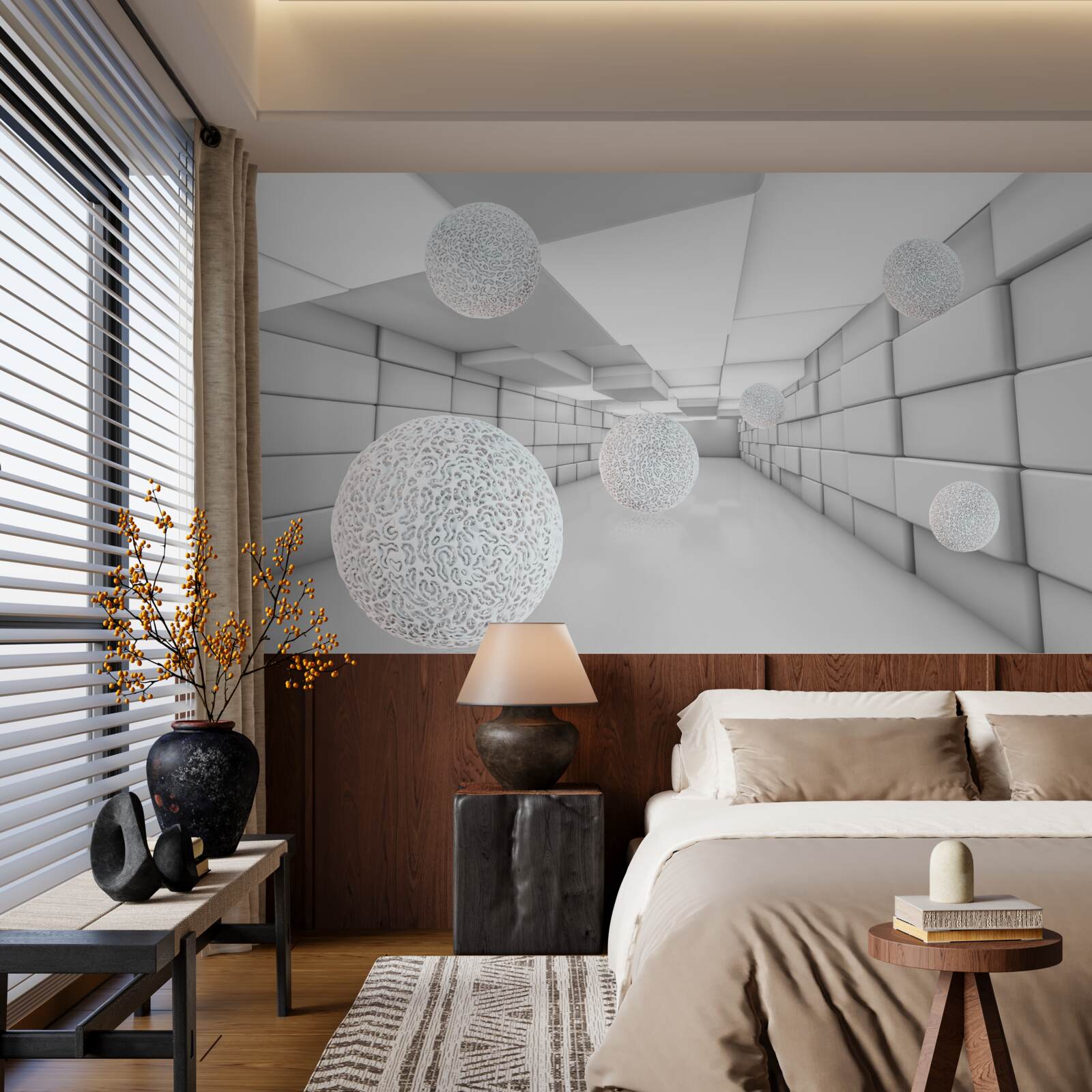 Фотошпалери прямокутні тунелі заповнені прозорими кульками