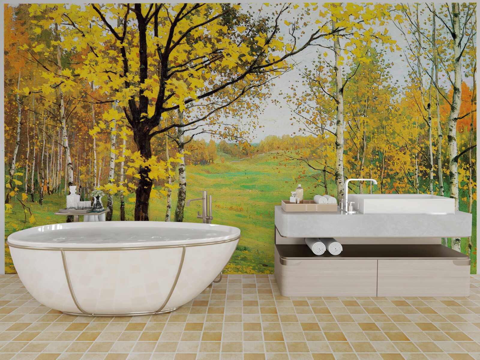 Фотошпалери Осінній ліс оповитий дивовижними відтінками