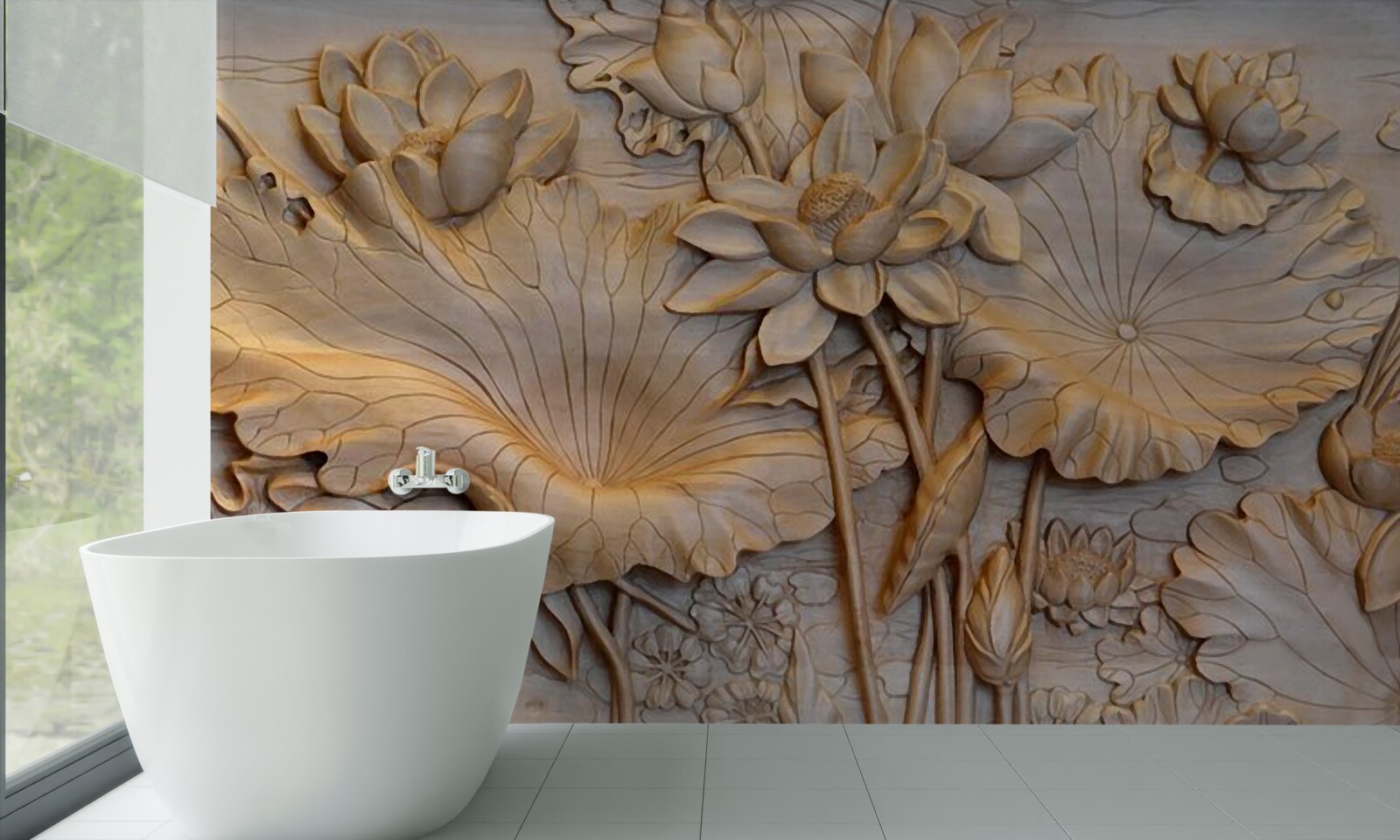 Фотошпалери композиція з квітів і листя в упорядкованому розташуванні