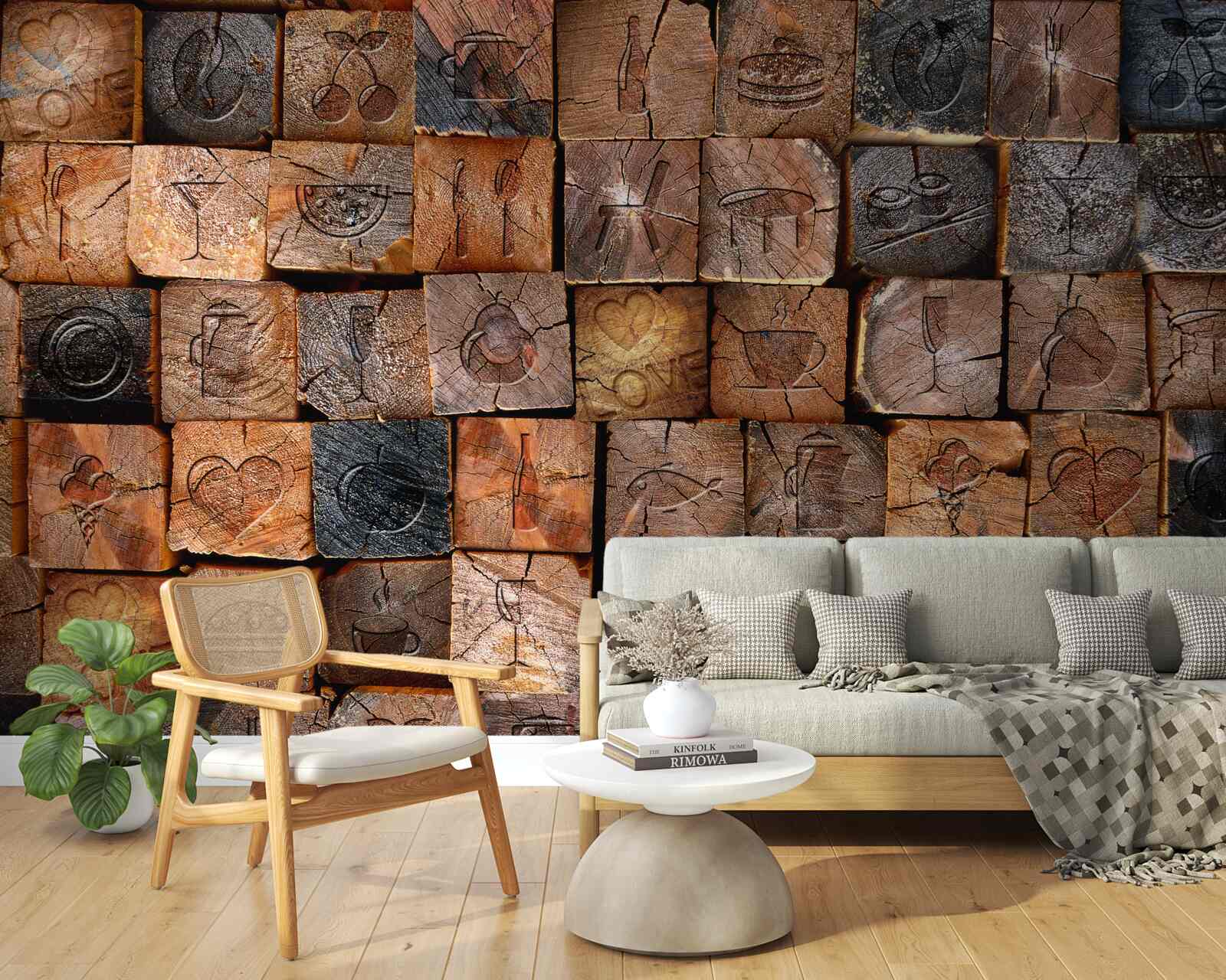 Фотошпалери натуральна дерев'яна тротуарна плитка