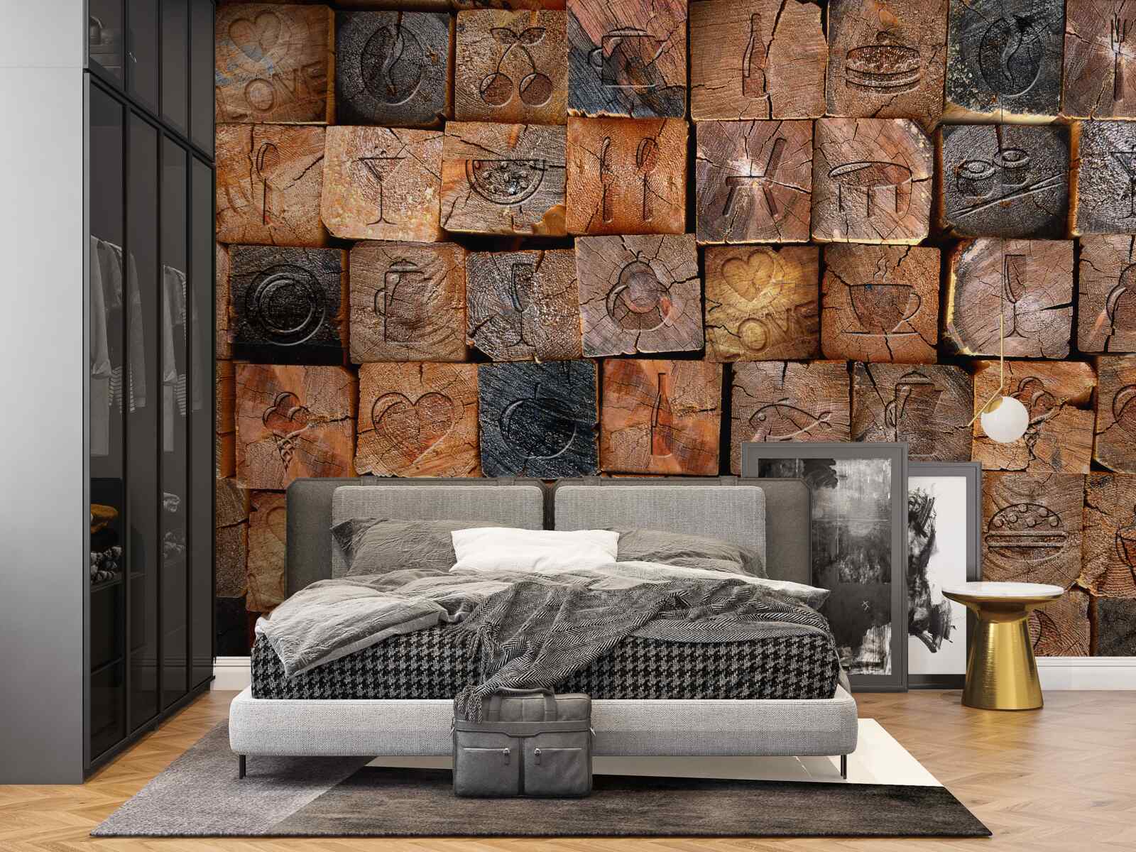 Фотошпалери натуральна дерев'яна тротуарна плитка