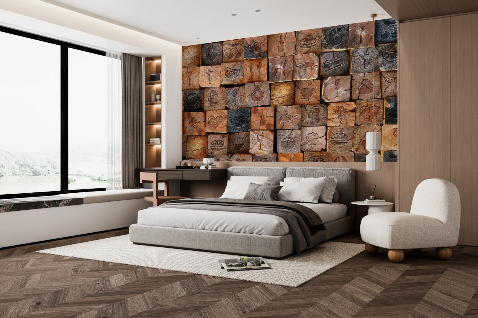 Фотошпалери натуральна дерев'яна тротуарна плитка