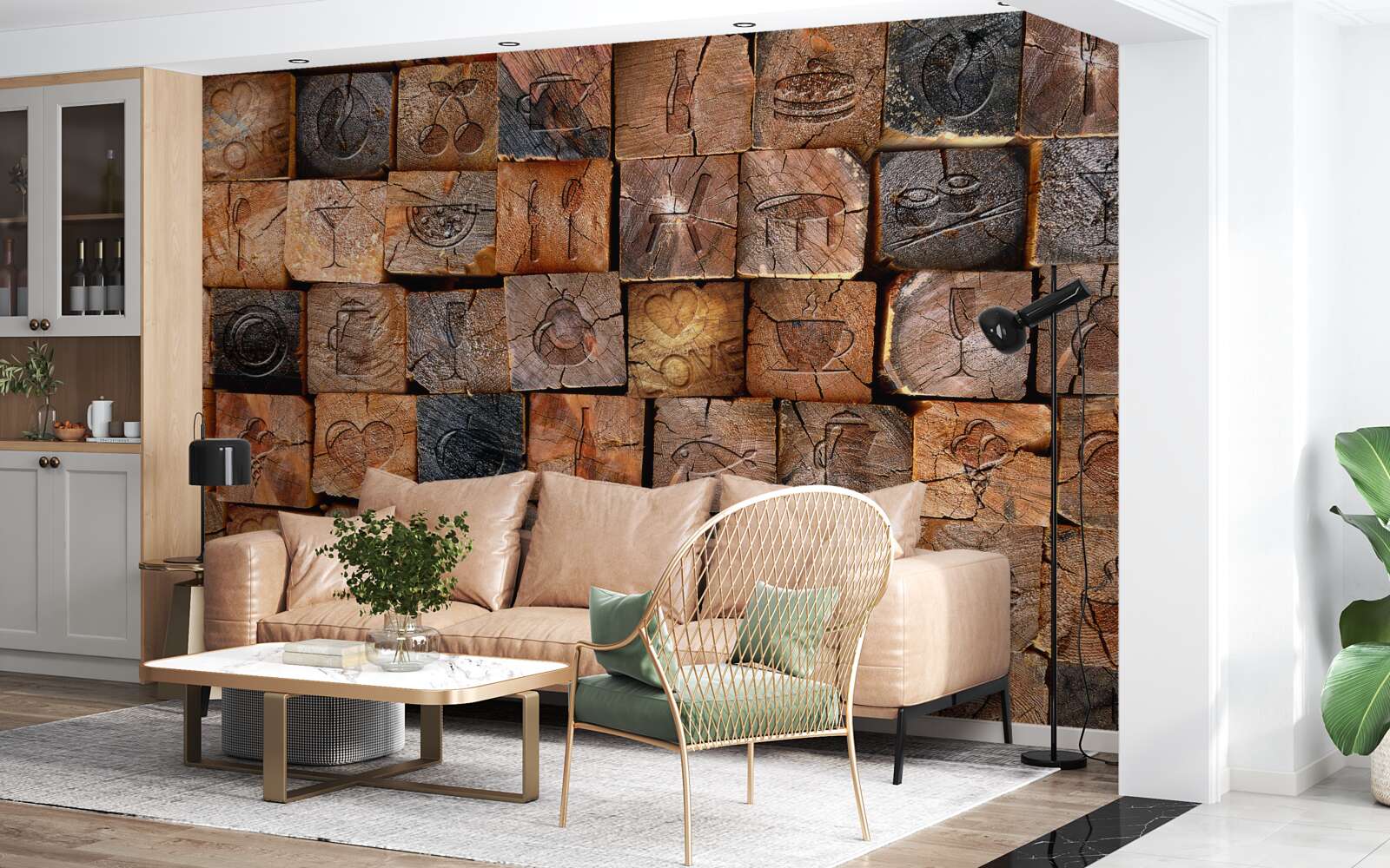 Фотошпалери натуральна дерев'яна тротуарна плитка