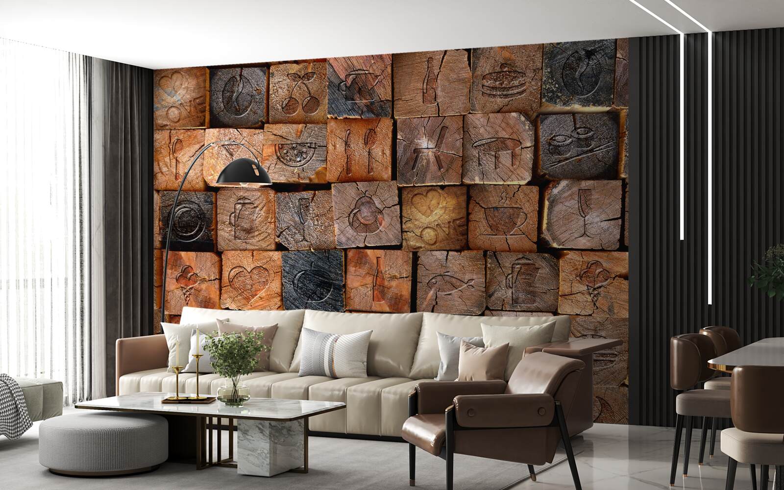 Фотошпалери натуральна дерев'яна тротуарна плитка