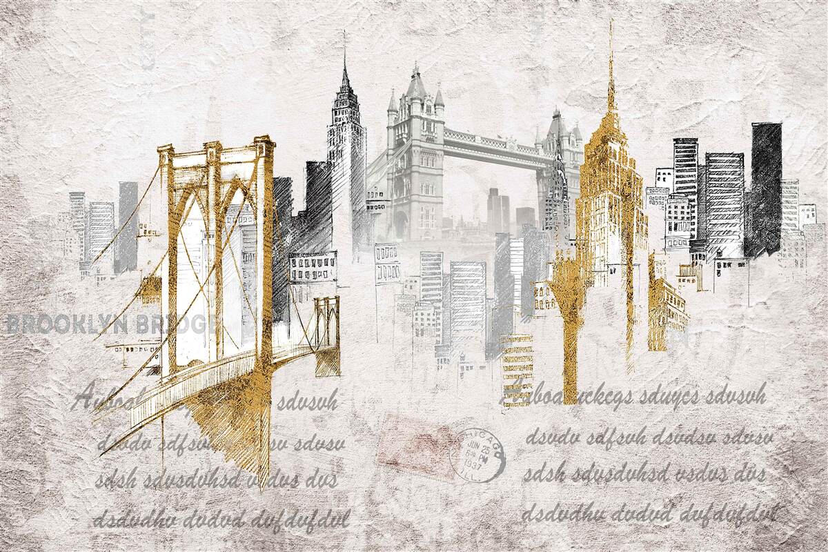 Фотошпалери абстрактний нью-йорк у вінтажному стилі