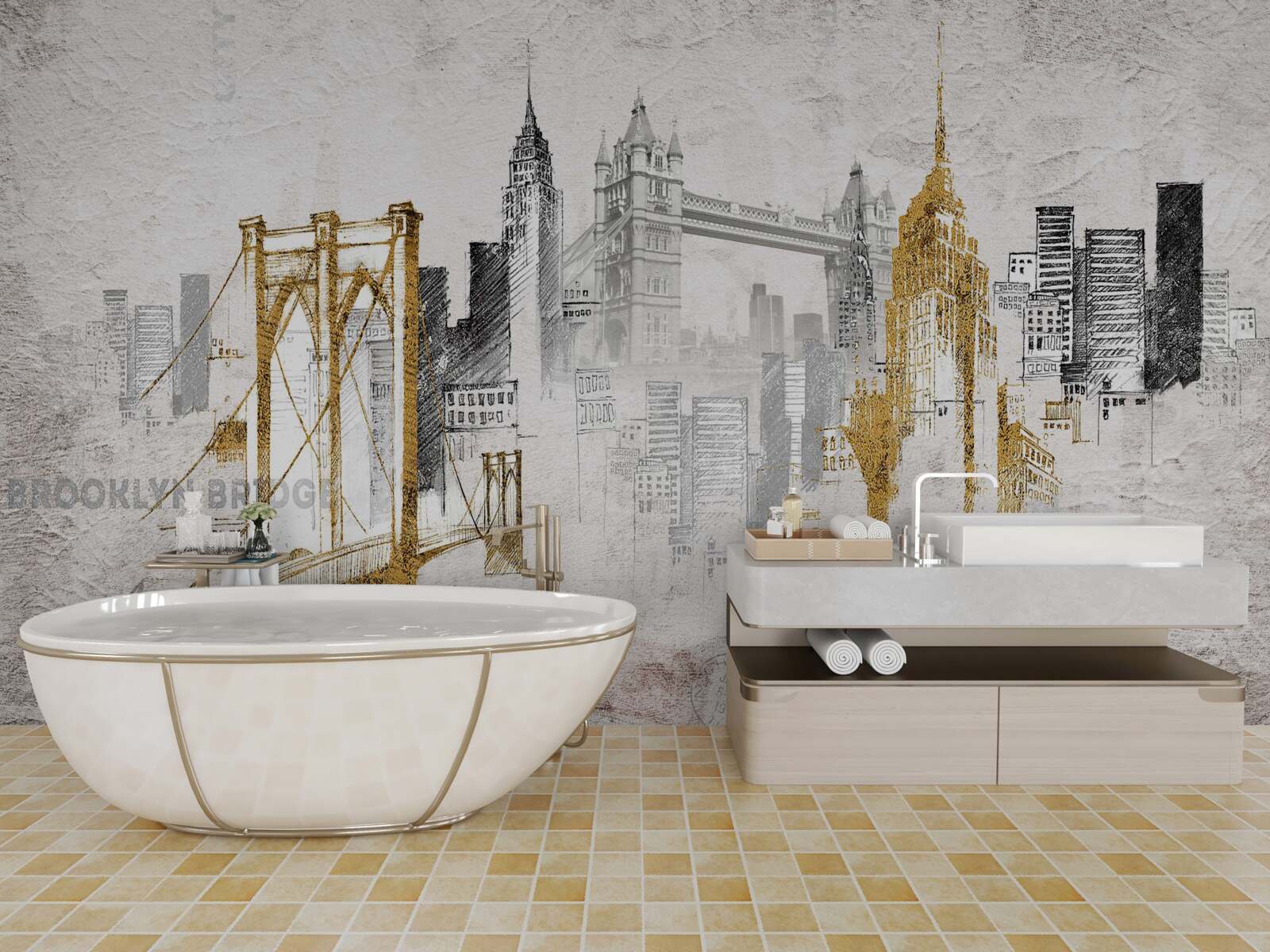 Фотошпалери абстрактний нью-йорк у вінтажному стилі