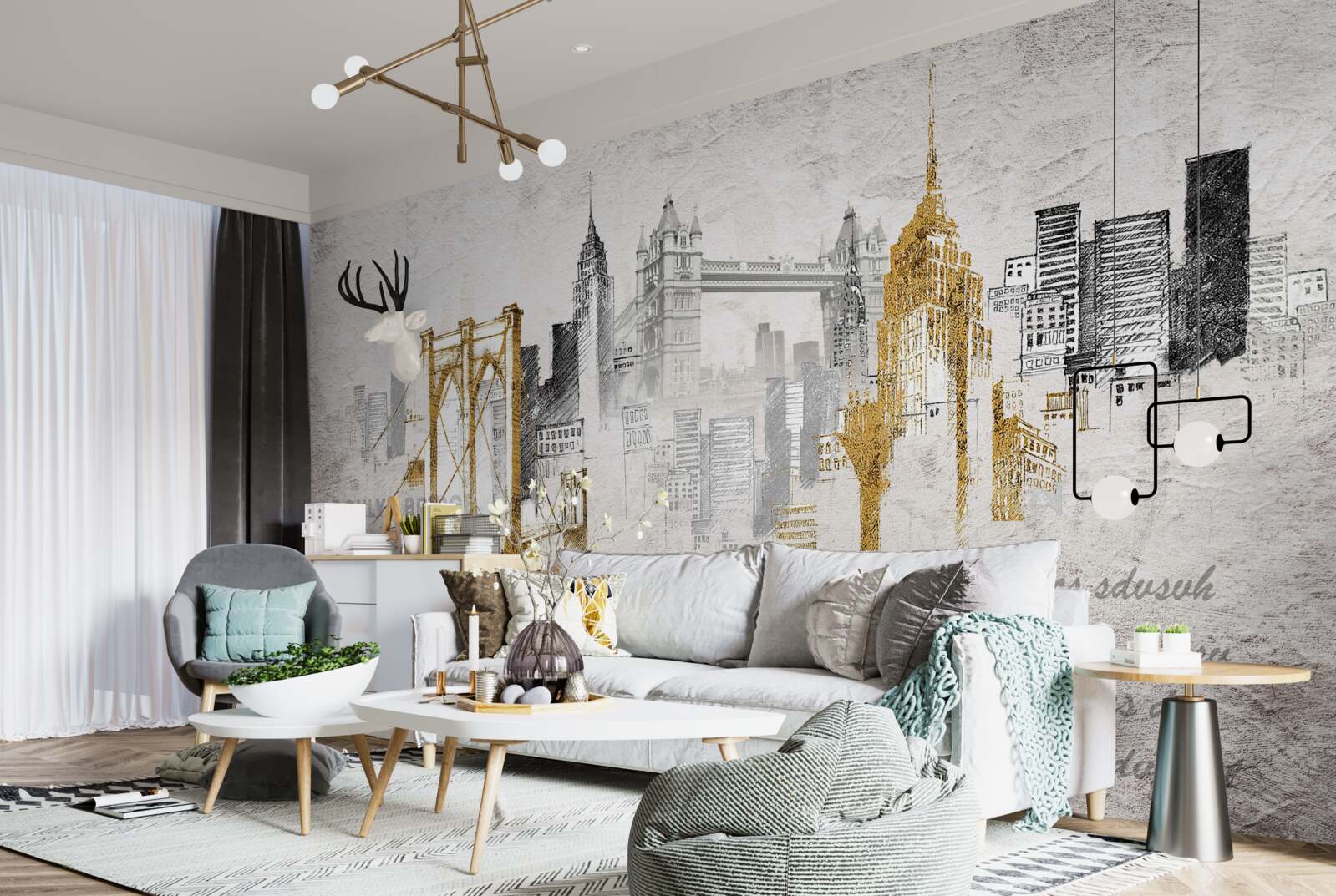 Фотошпалери абстрактний нью-йорк у вінтажному стилі