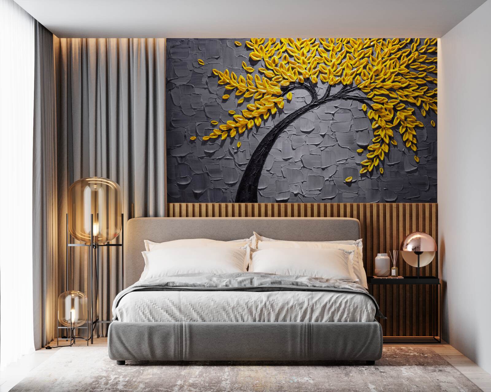 Фотошпалери осіннє листя переливається яскравими жовтими відтінками