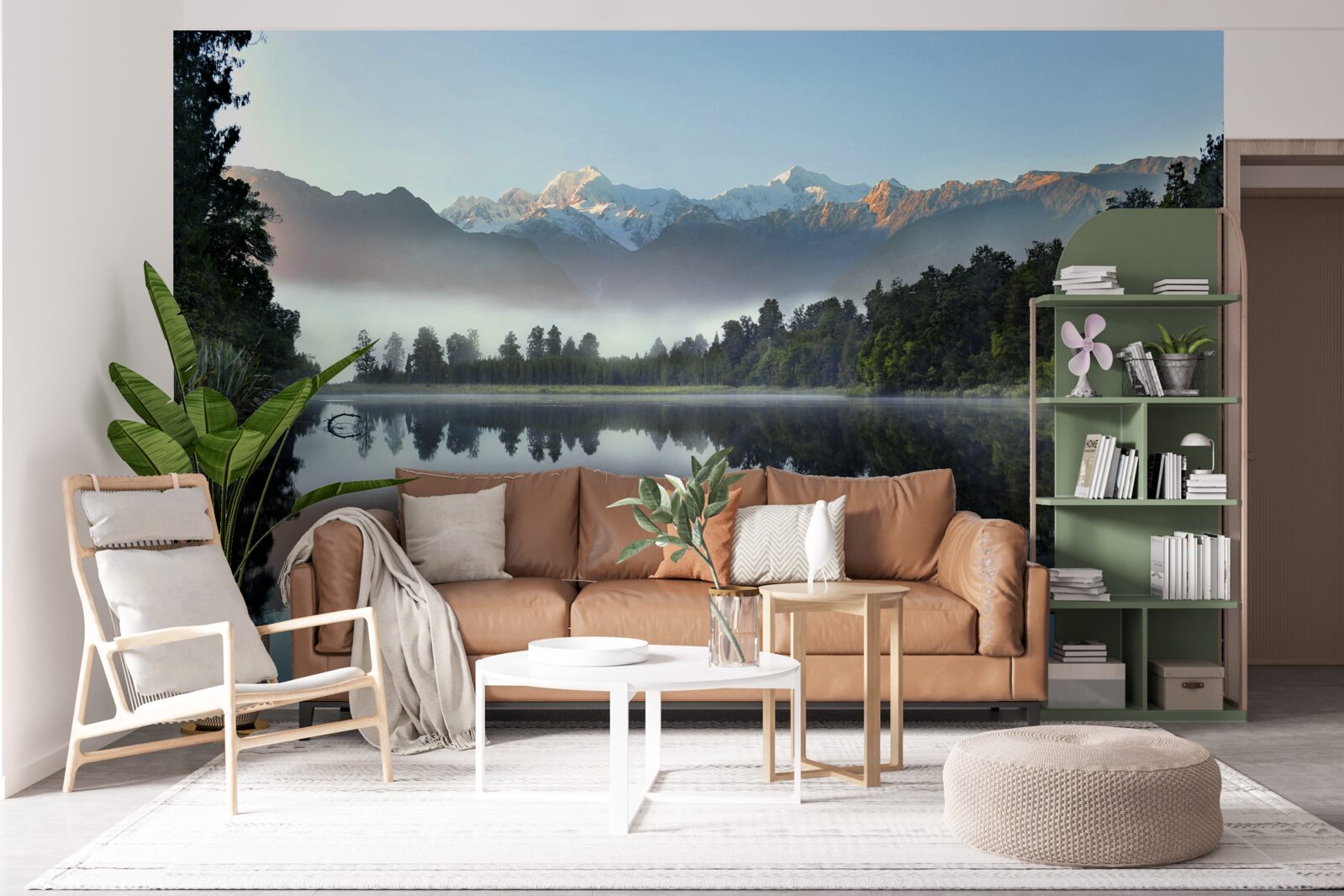 Фотошпалери верхівка гірського озера вкрита туманом