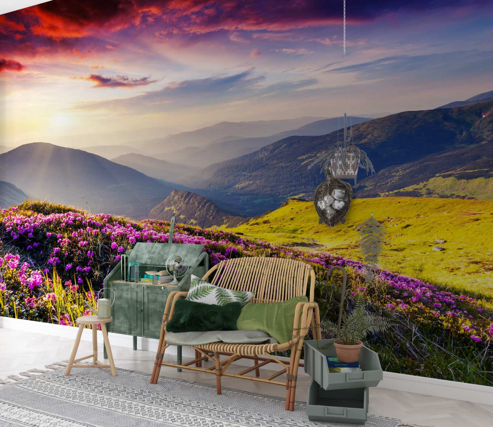 Фотошпалери на світанку гірські пагорби оживають яскравими кольорами