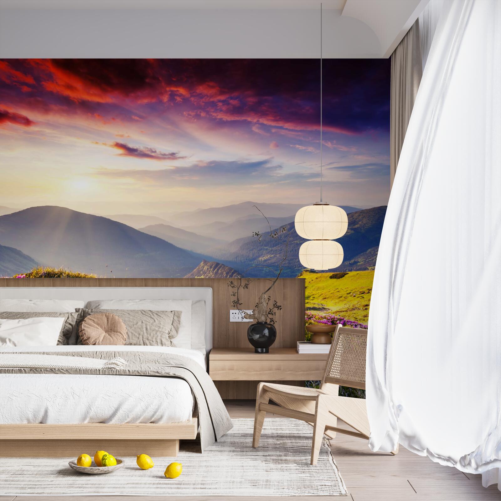 Фотошпалери на світанку гірські пагорби оживають яскравими кольорами