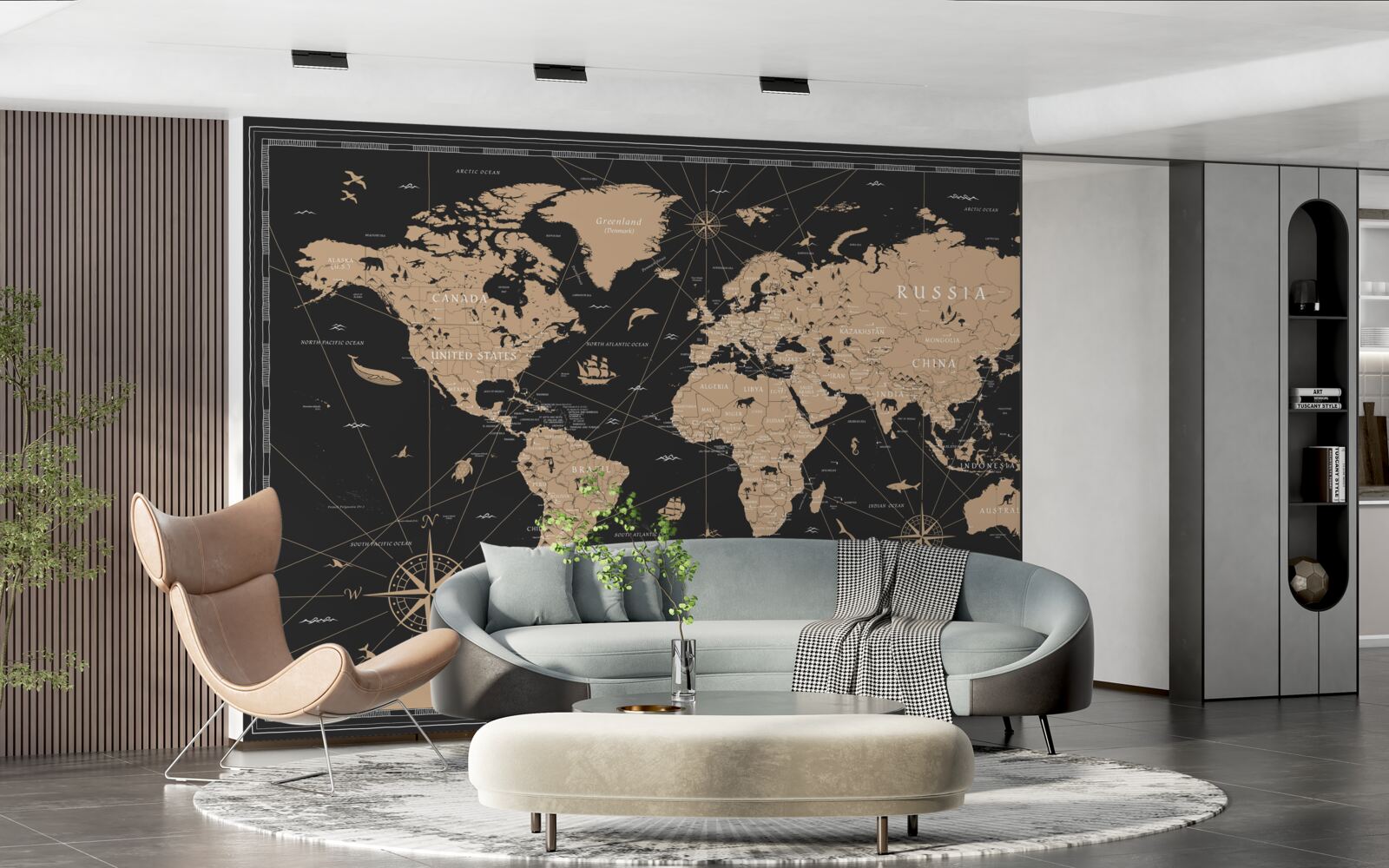 Фотошпалери карта світу на темному тлі