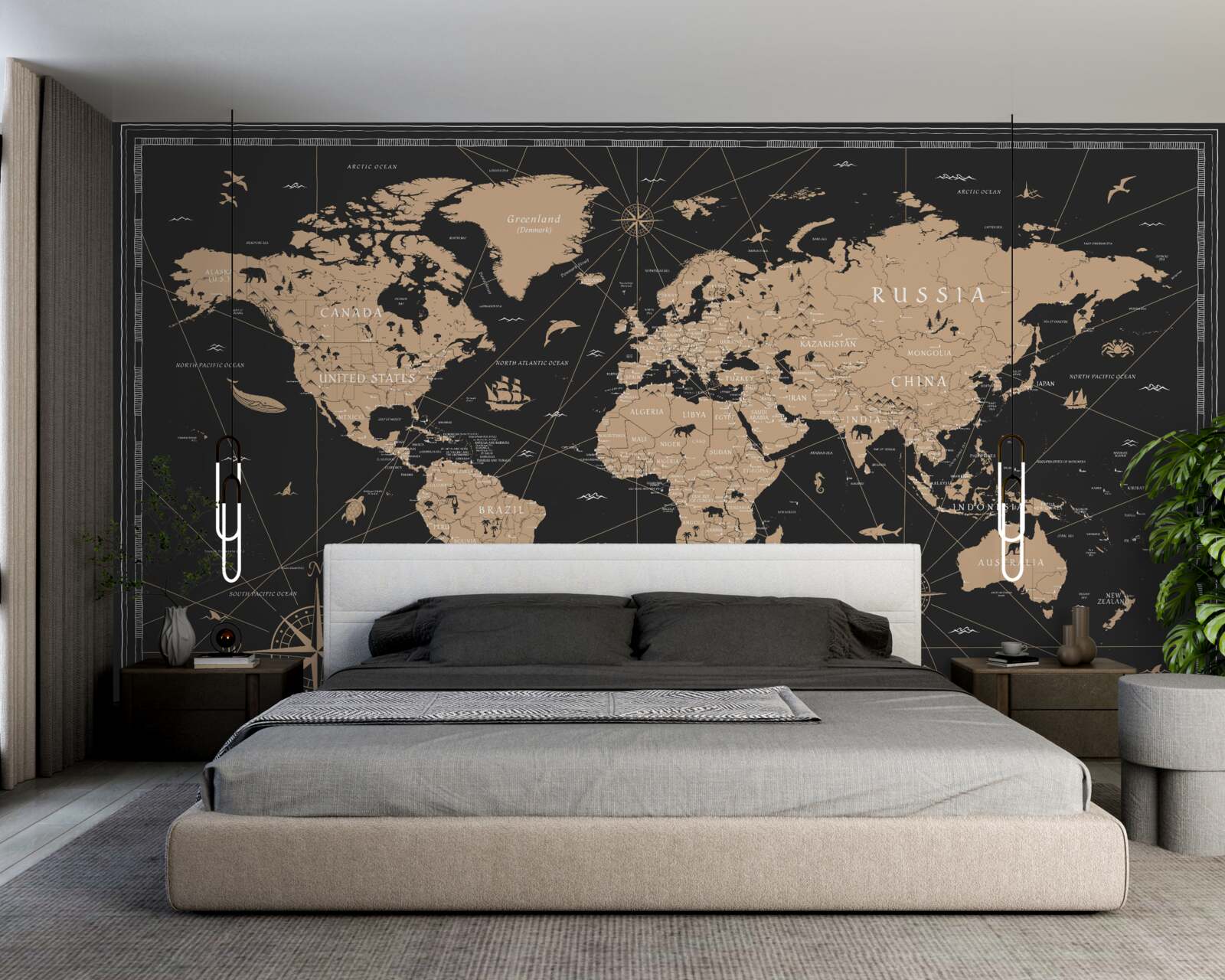 Фотошпалери карта світу на темному тлі