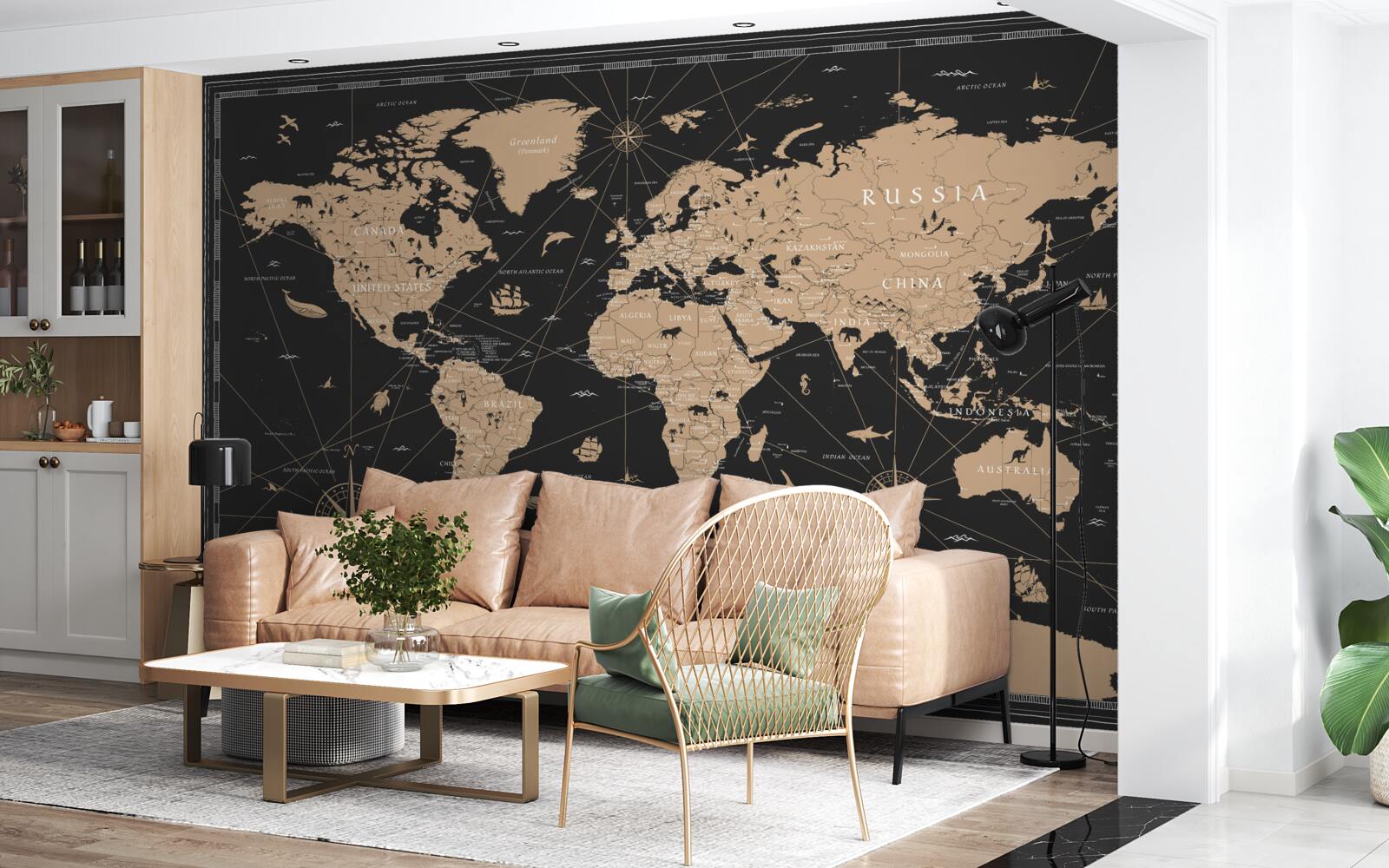 Фотошпалери карта світу на темному тлі