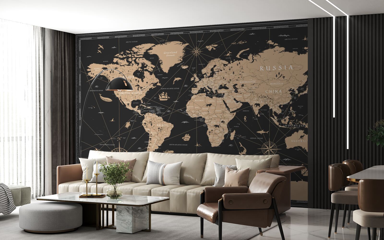 Фотошпалери карта світу на темному тлі