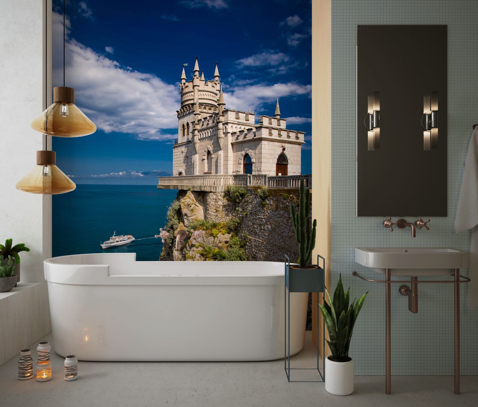 Фотошпалери фортеця на краю морської скелі